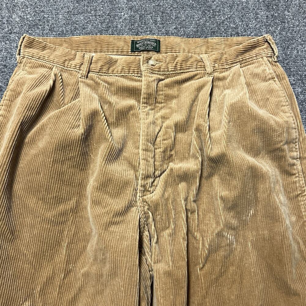 VTG Polo Country Ralph Lauren Corduroy Pants Men 34x29.5 Pleat USA Andrew Style